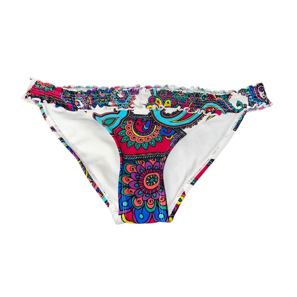 Y2K Candies Swim 
 Multicolor Paisley Mandala Ruffle Bikini Bottoms Size Medium